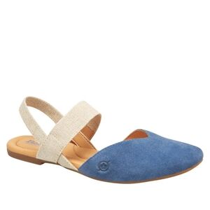 Born Coco Slingback Comfort Flat blue suede size 10M.
